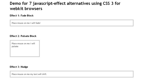 javascript-effect alternatives using CSS3 for webkit browsers