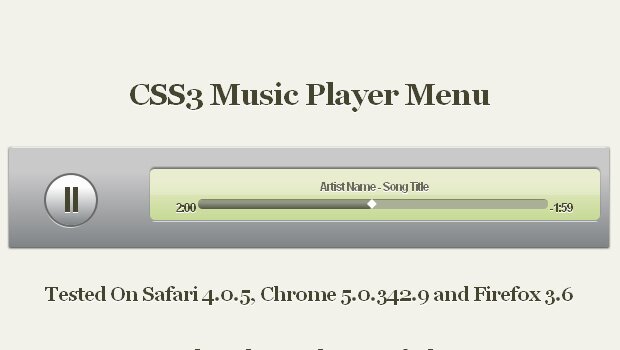 CSS3 Music Player Menu