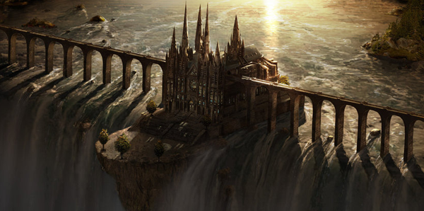Waterfall Castle matte art by fstarno1 500x573 50 Visually Delicious Landscape and Scenery Artworks