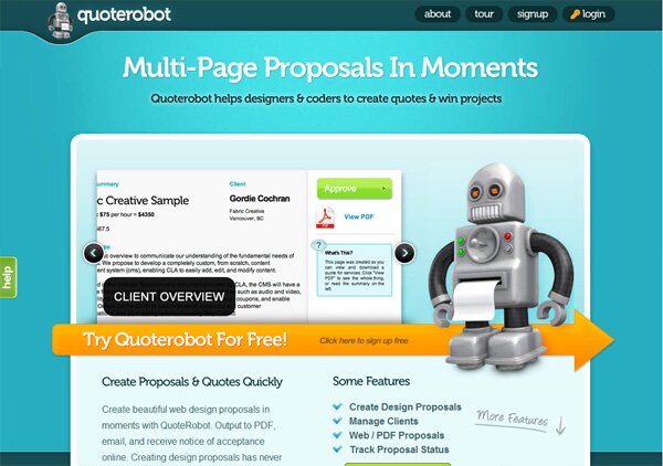 QuoteRobot Application WebSite Designs