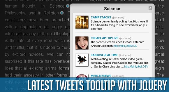 Latest Tweets Tooltip with jQuery